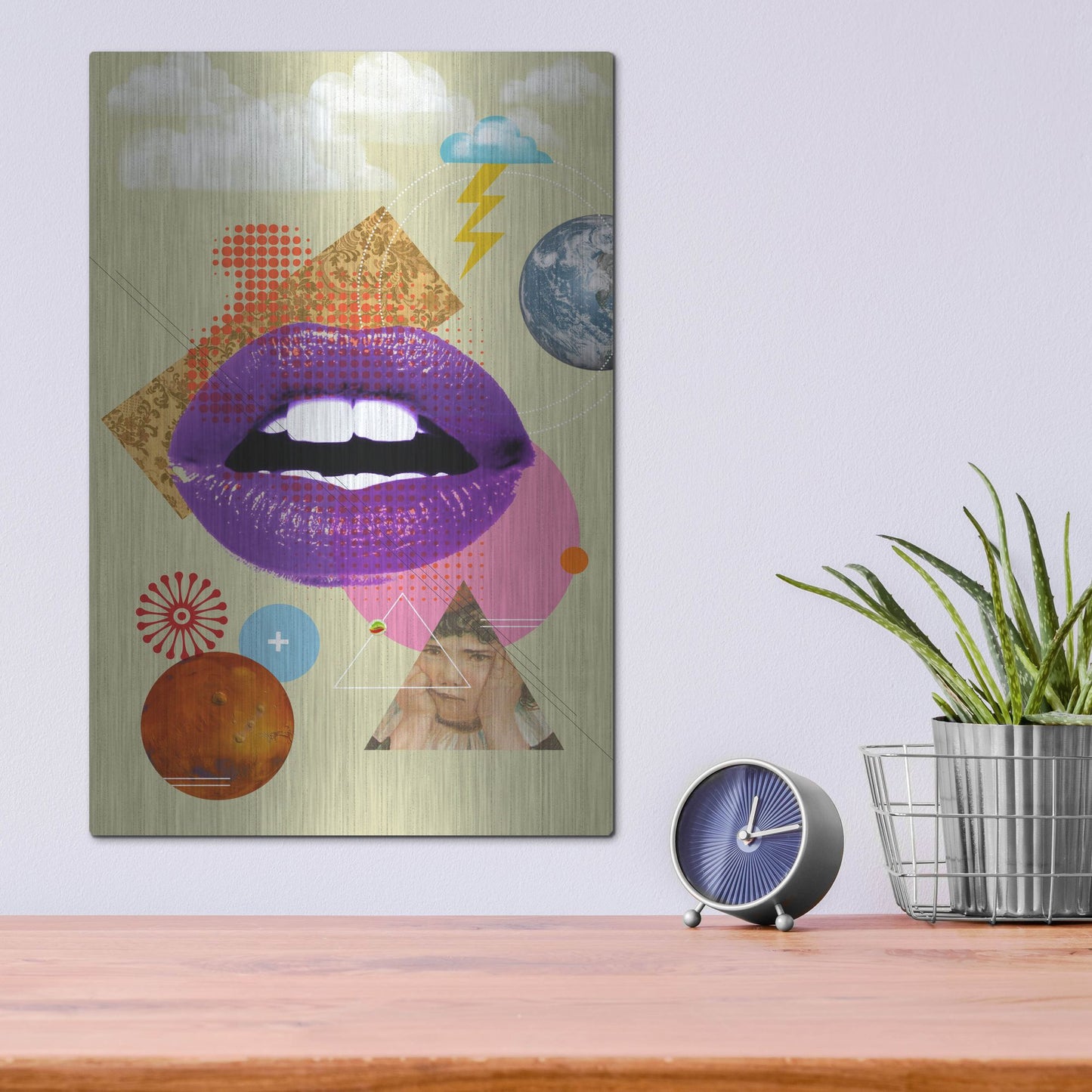 Luxe Metal Art 'Retro Kiss' by Elo Marc, Metal Wall Art,12x16