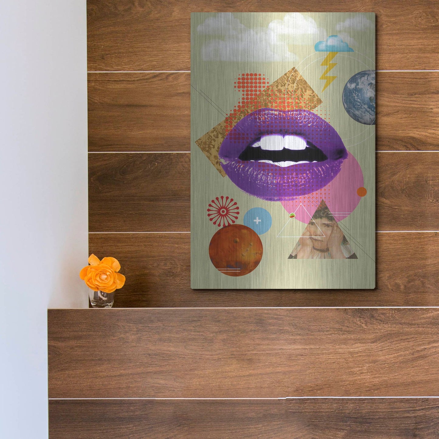 Luxe Metal Art 'Retro Kiss' by Elo Marc, Metal Wall Art,12x16