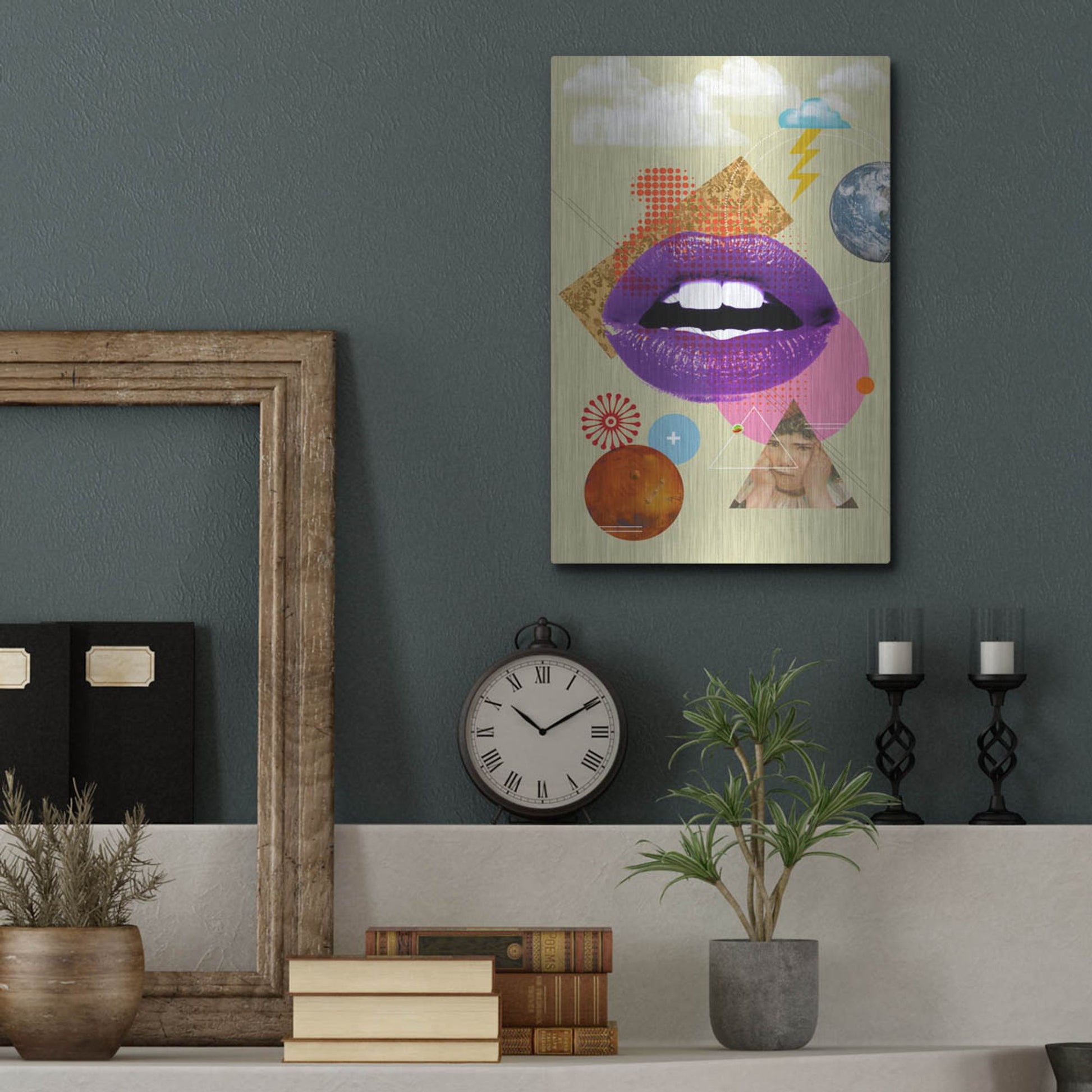 Luxe Metal Art 'Retro Kiss' by Elo Marc, Metal Wall Art,12x16