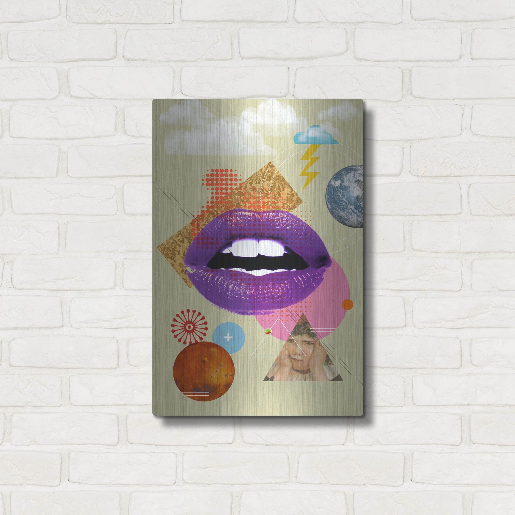 Luxe Metal Art 'Retro Kiss' by Elo Marc, Metal Wall Art,16x24