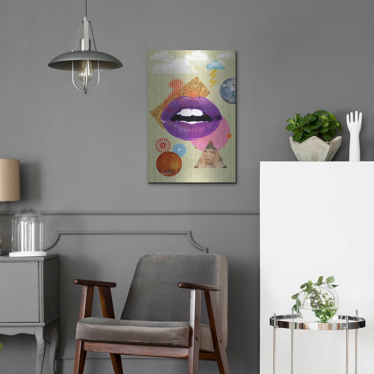 Luxe Metal Art 'Retro Kiss' by Elo Marc, Metal Wall Art,16x24