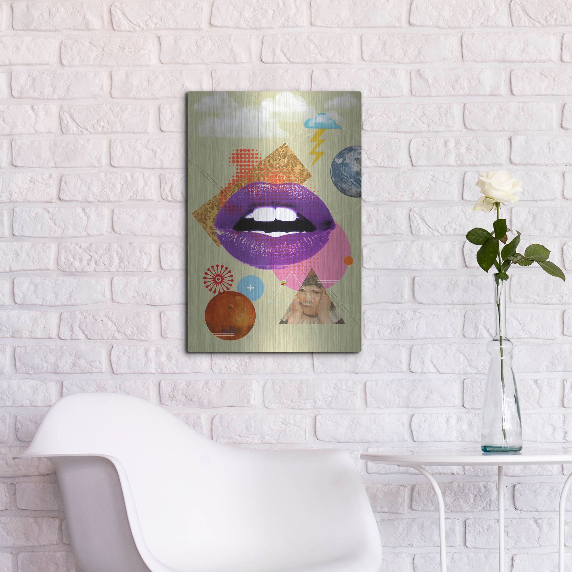 Luxe Metal Art 'Retro Kiss' by Elo Marc, Metal Wall Art,16x24