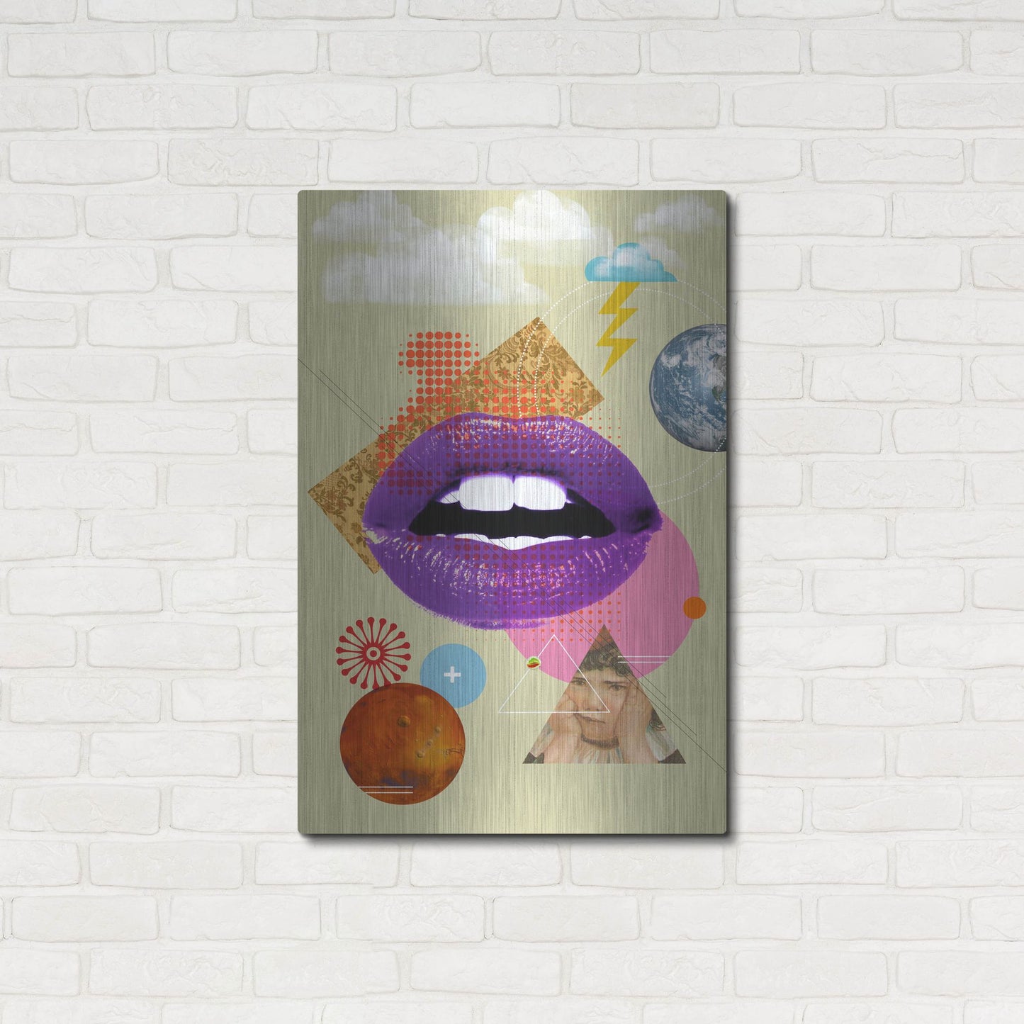 Luxe Metal Art 'Retro Kiss' by Elo Marc, Metal Wall Art,24x36