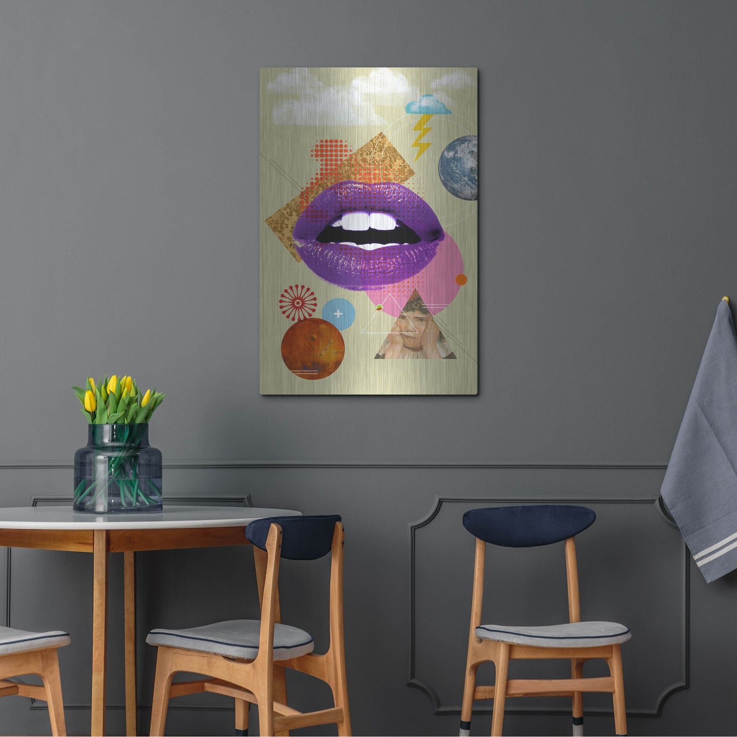 Luxe Metal Art 'Retro Kiss' by Elo Marc, Metal Wall Art,24x36