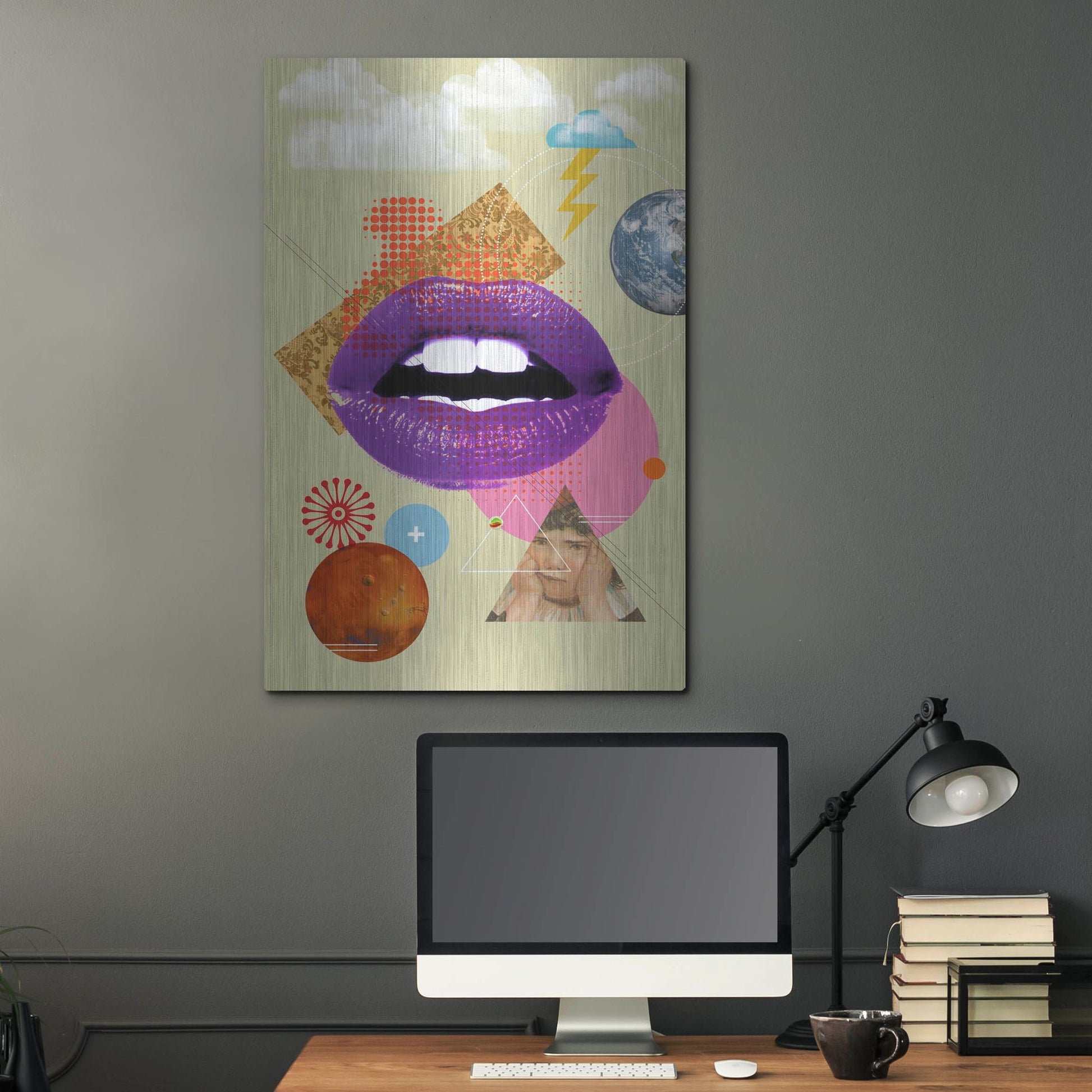 Luxe Metal Art 'Retro Kiss' by Elo Marc, Metal Wall Art,24x36