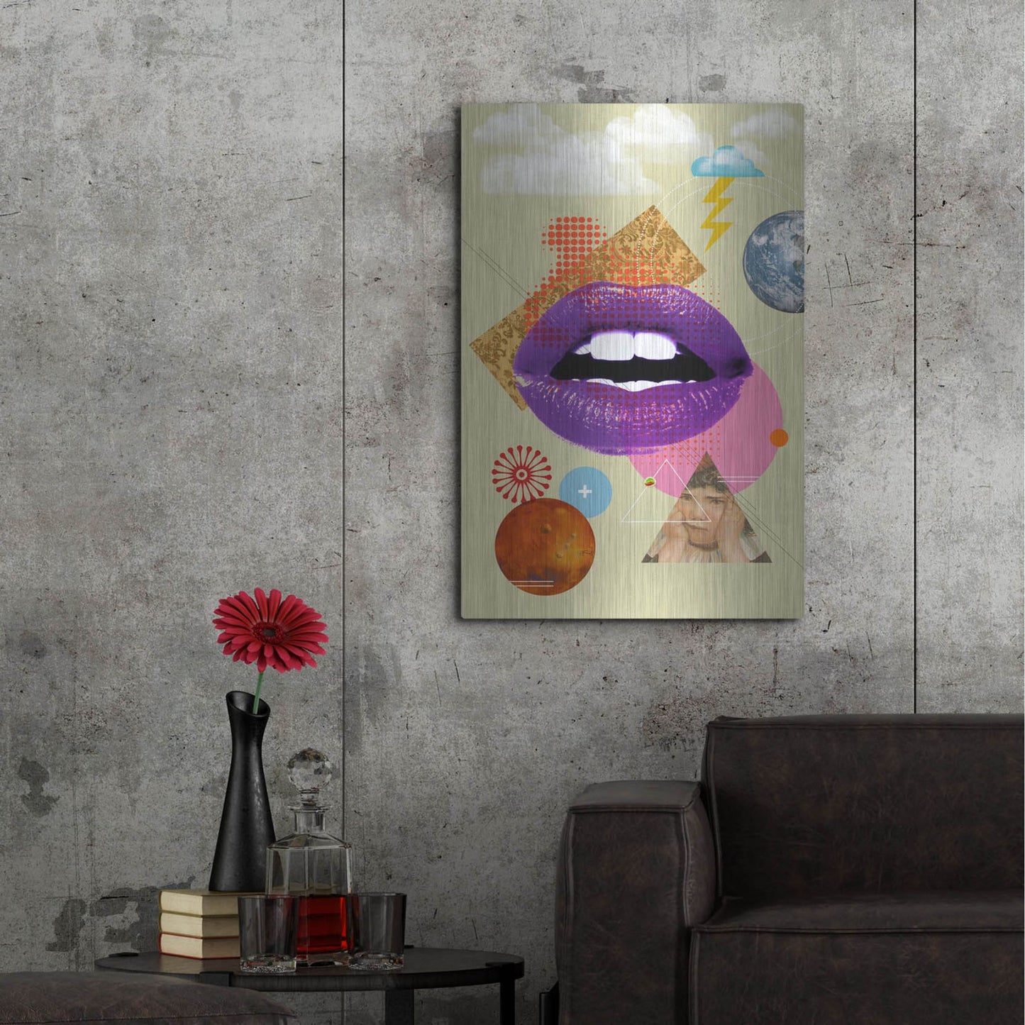 Luxe Metal Art 'Retro Kiss' by Elo Marc, Metal Wall Art,24x36