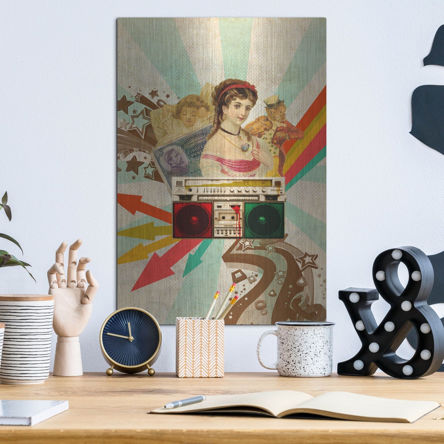 Luxe Metal Art 'Retro Radio' by Elo Marc, Metal Wall Art,12x16