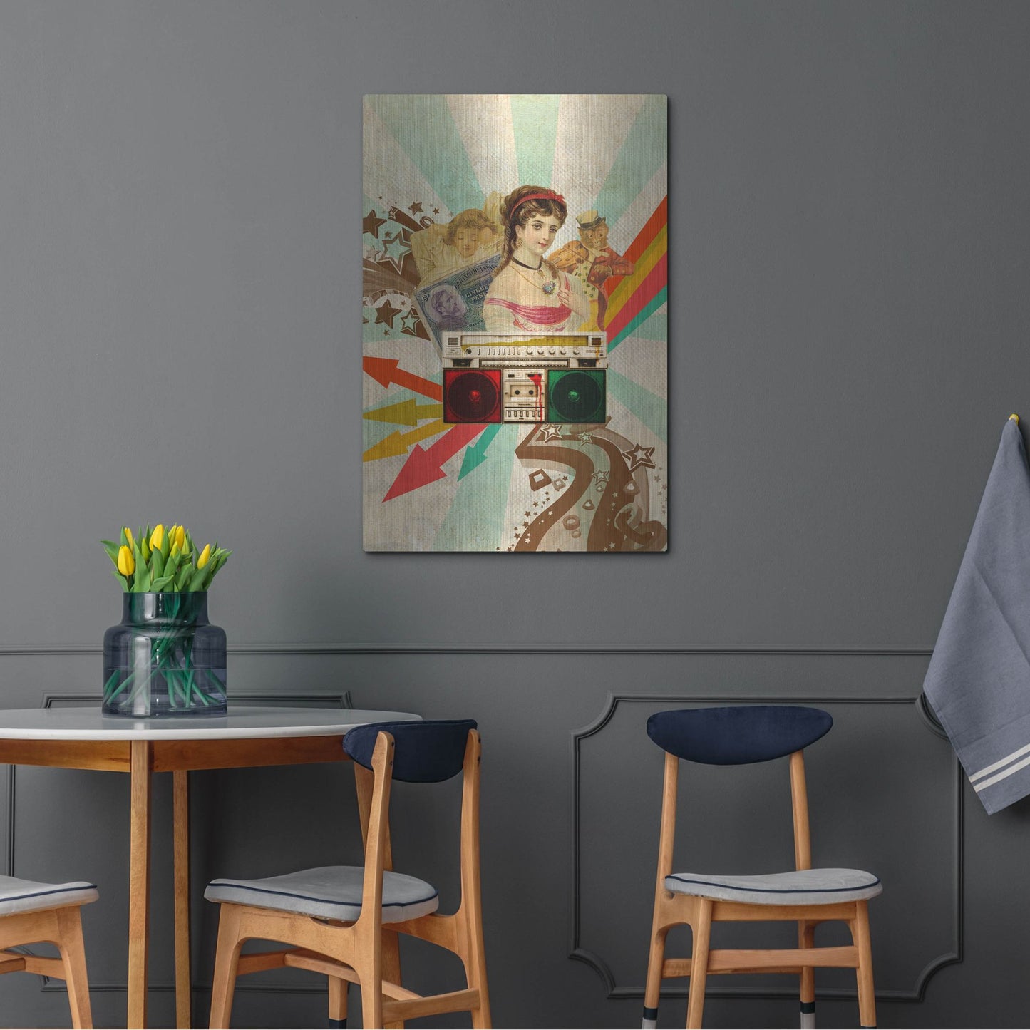 Luxe Metal Art 'Retro Radio' by Elo Marc, Metal Wall Art,24x36