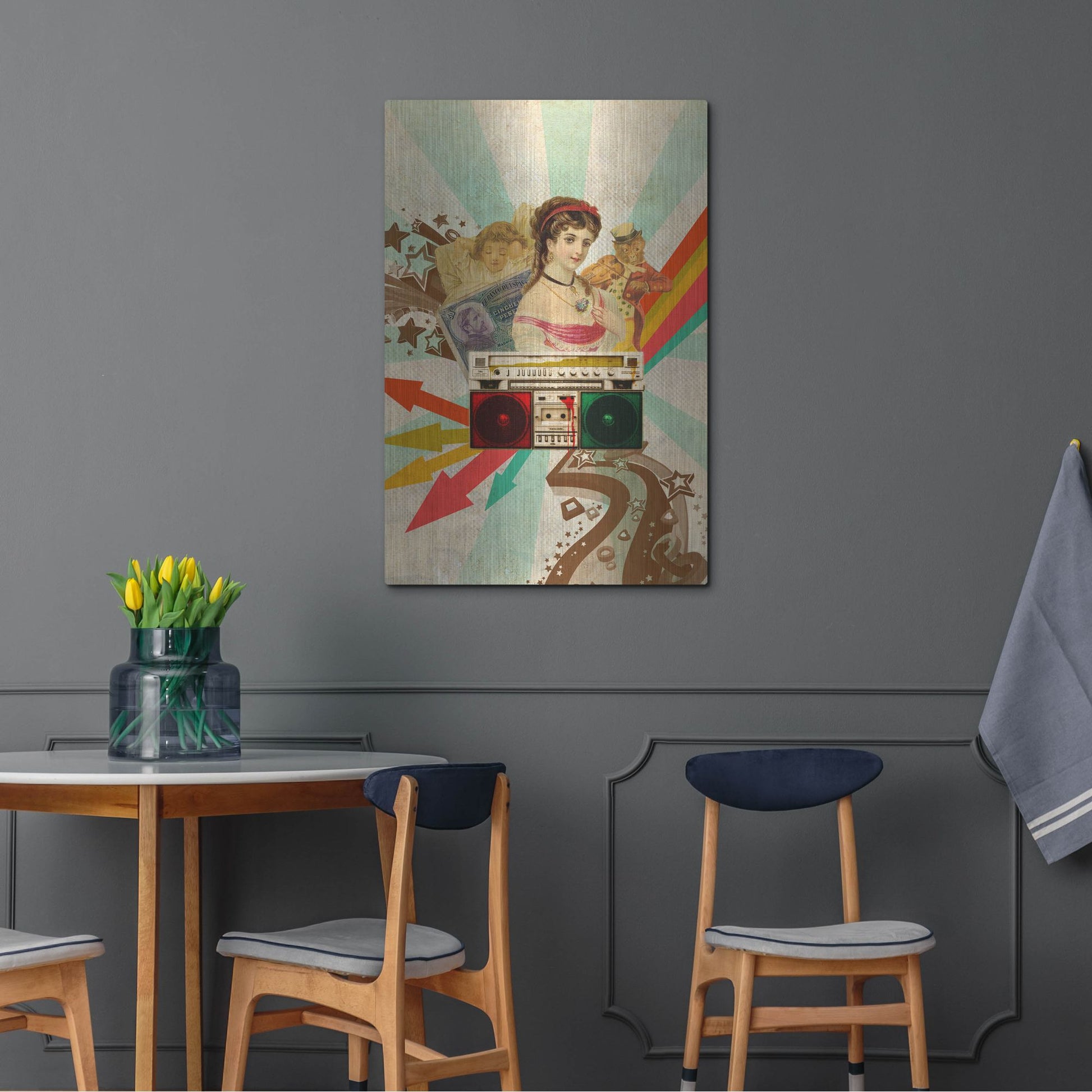 Luxe Metal Art 'Retro Radio' by Elo Marc, Metal Wall Art,24x36