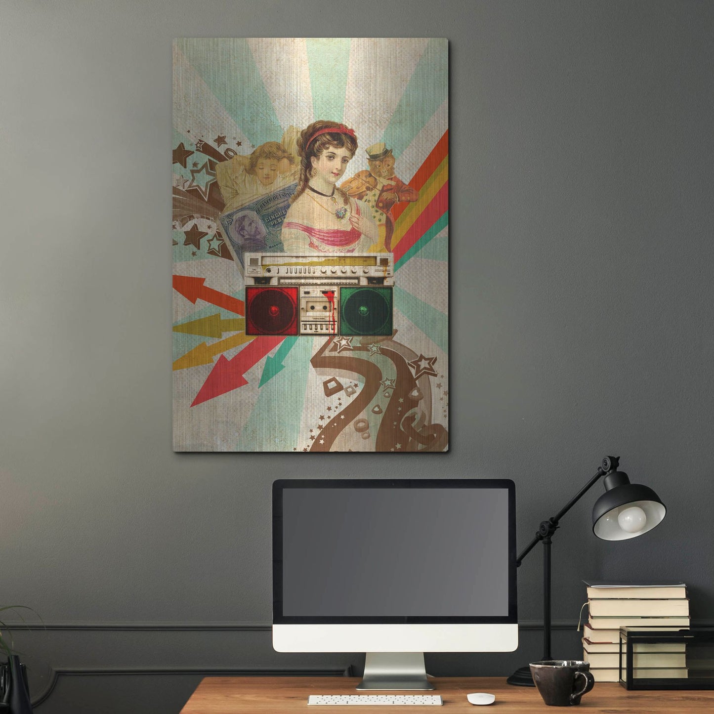 Luxe Metal Art 'Retro Radio' by Elo Marc, Metal Wall Art,24x36