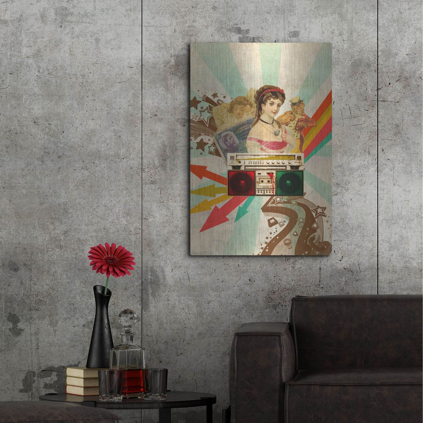 Luxe Metal Art 'Retro Radio' by Elo Marc, Metal Wall Art,24x36