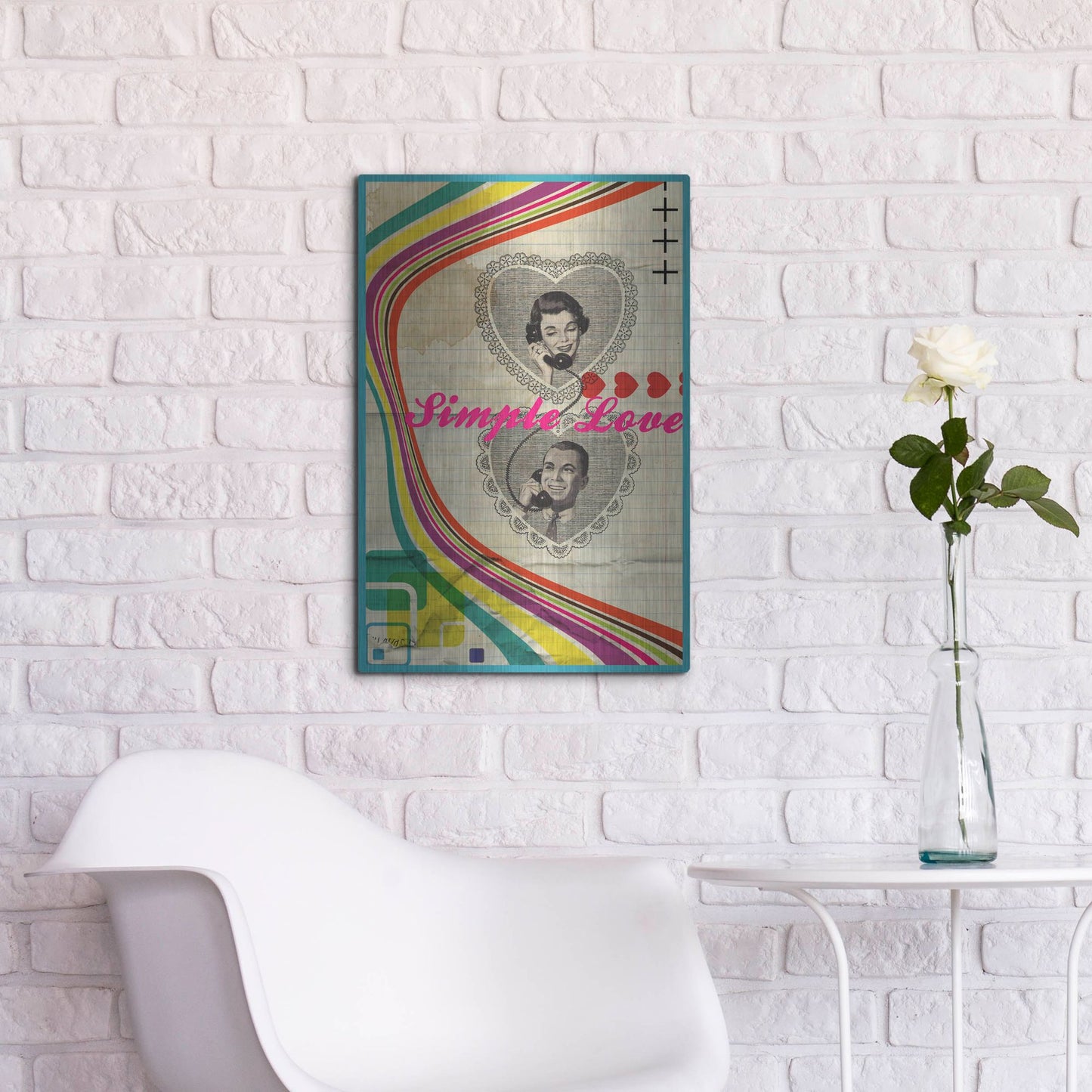 Luxe Metal Art 'Simple Love' by Elo Marc, Metal Wall Art,16x24