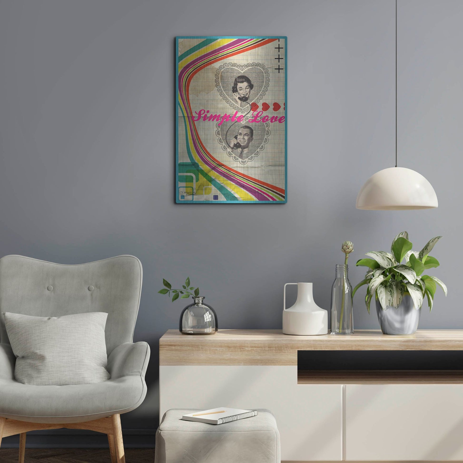 Luxe Metal Art 'Simple Love' by Elo Marc, Metal Wall Art,16x24