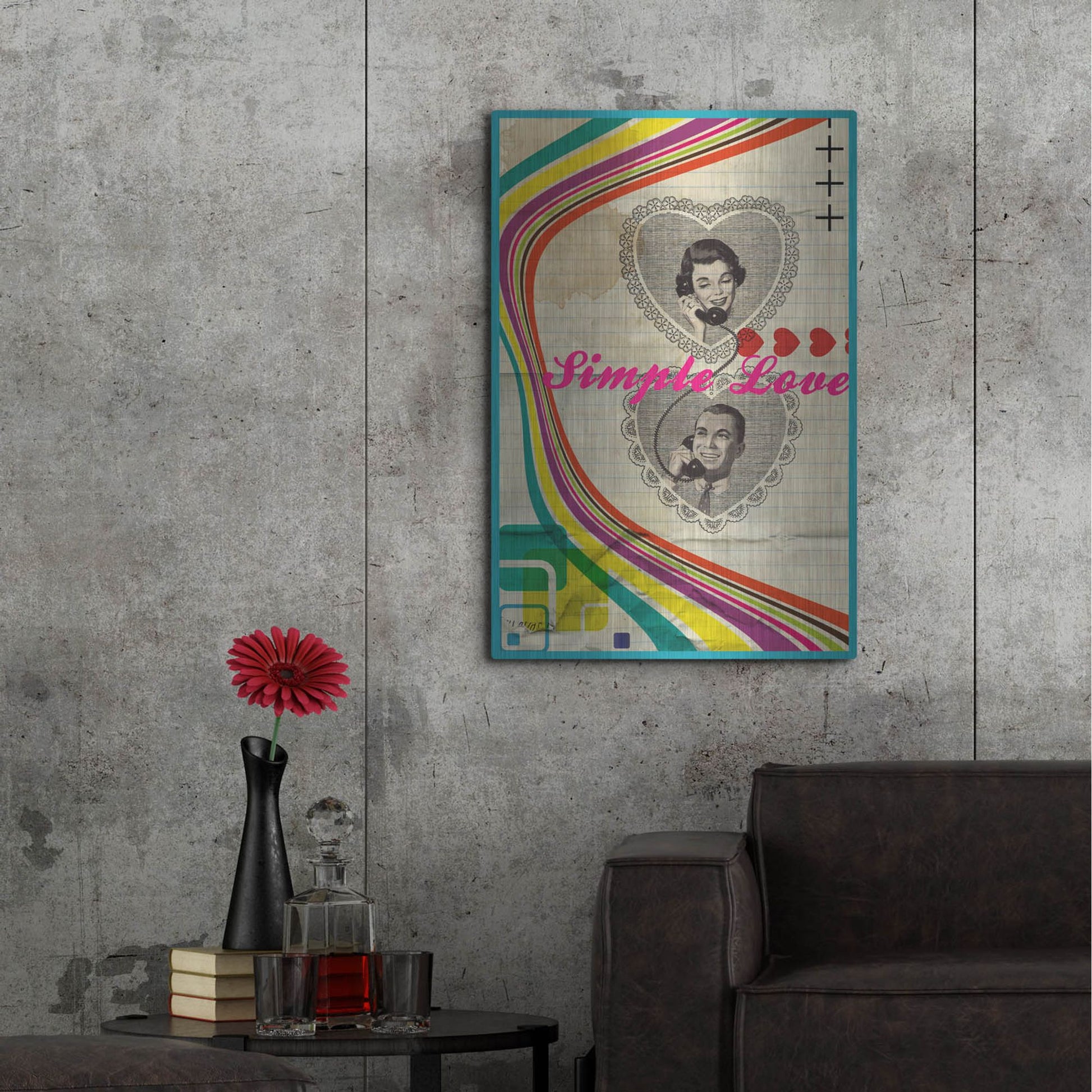 Luxe Metal Art 'Simple Love' by Elo Marc, Metal Wall Art,24x36
