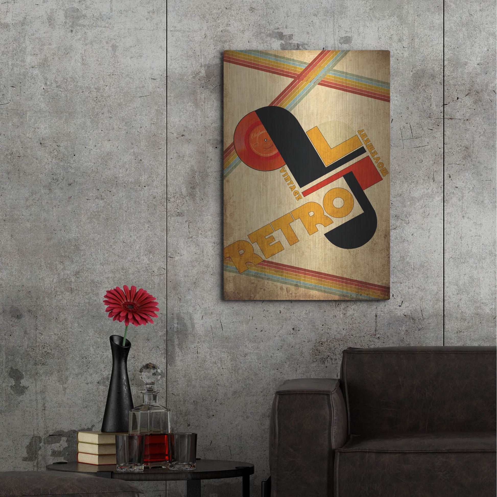 Luxe Metal Art 'Vintage Retro Movement' by Elo Marc, Metal Wall Art,24x36