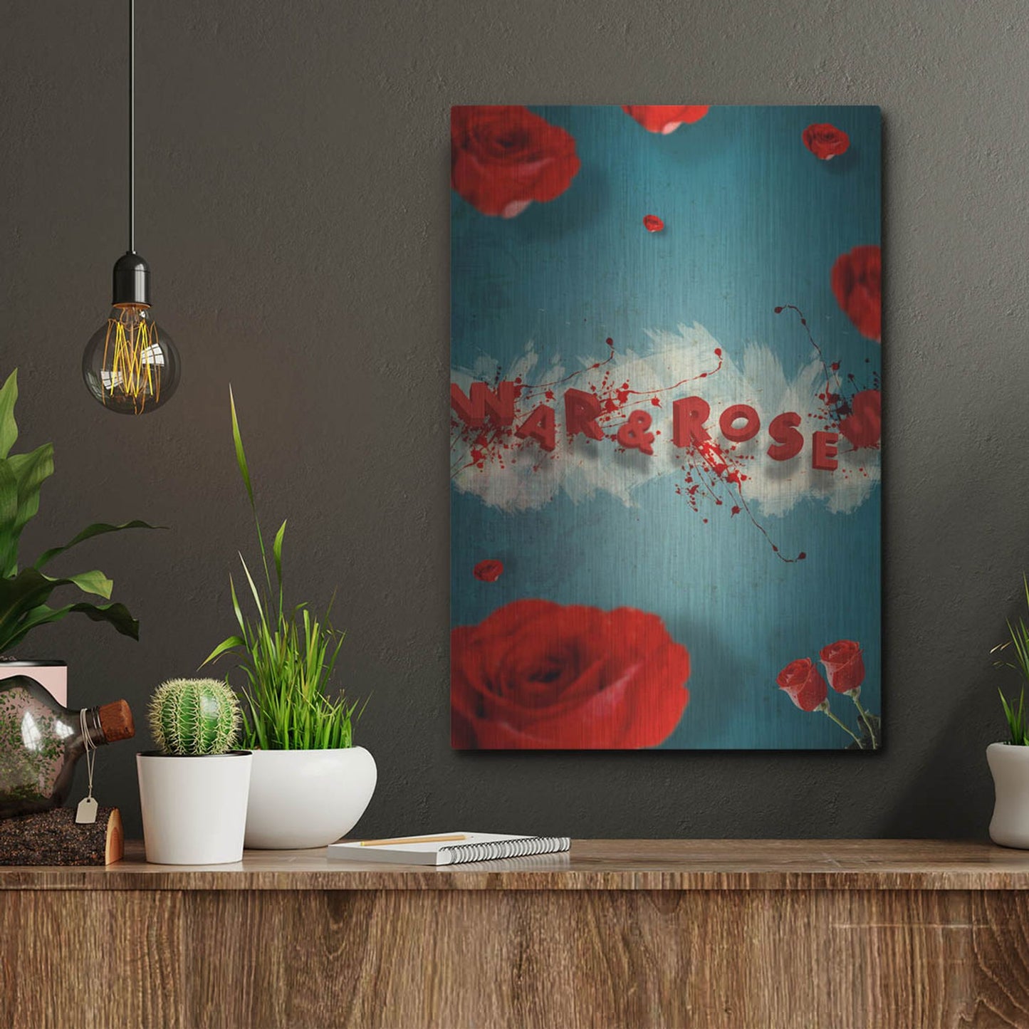 Luxe Metal Art 'War And Roses' by Elo Marc, Metal Wall Art,12x16