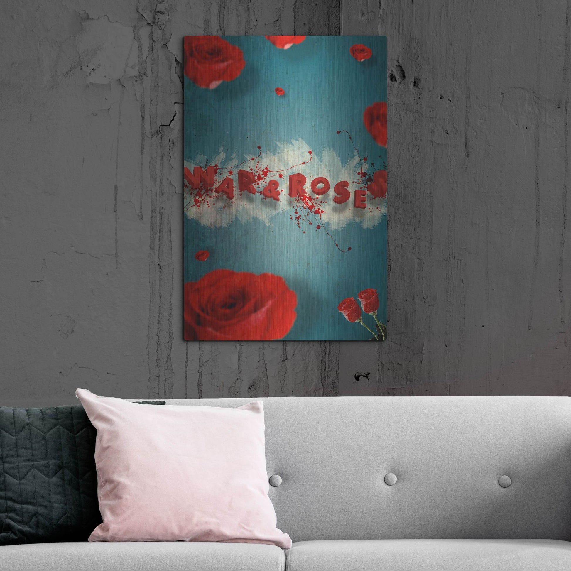 Luxe Metal Art 'War And Roses' by Elo Marc, Metal Wall Art,24x36