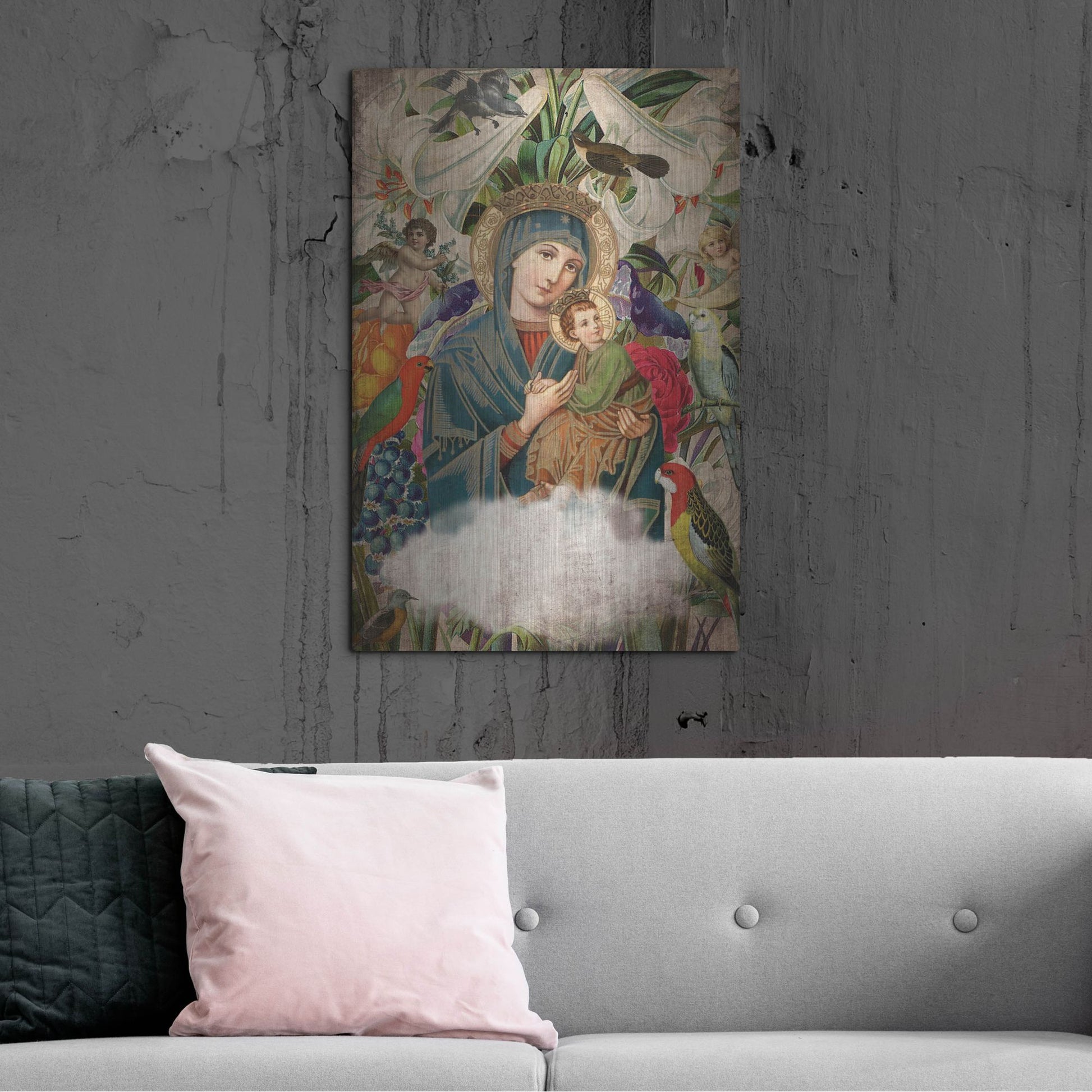 Luxe Metal Art 'Madonna And Child' by Elo Marc, Metal Wall Art,24x36