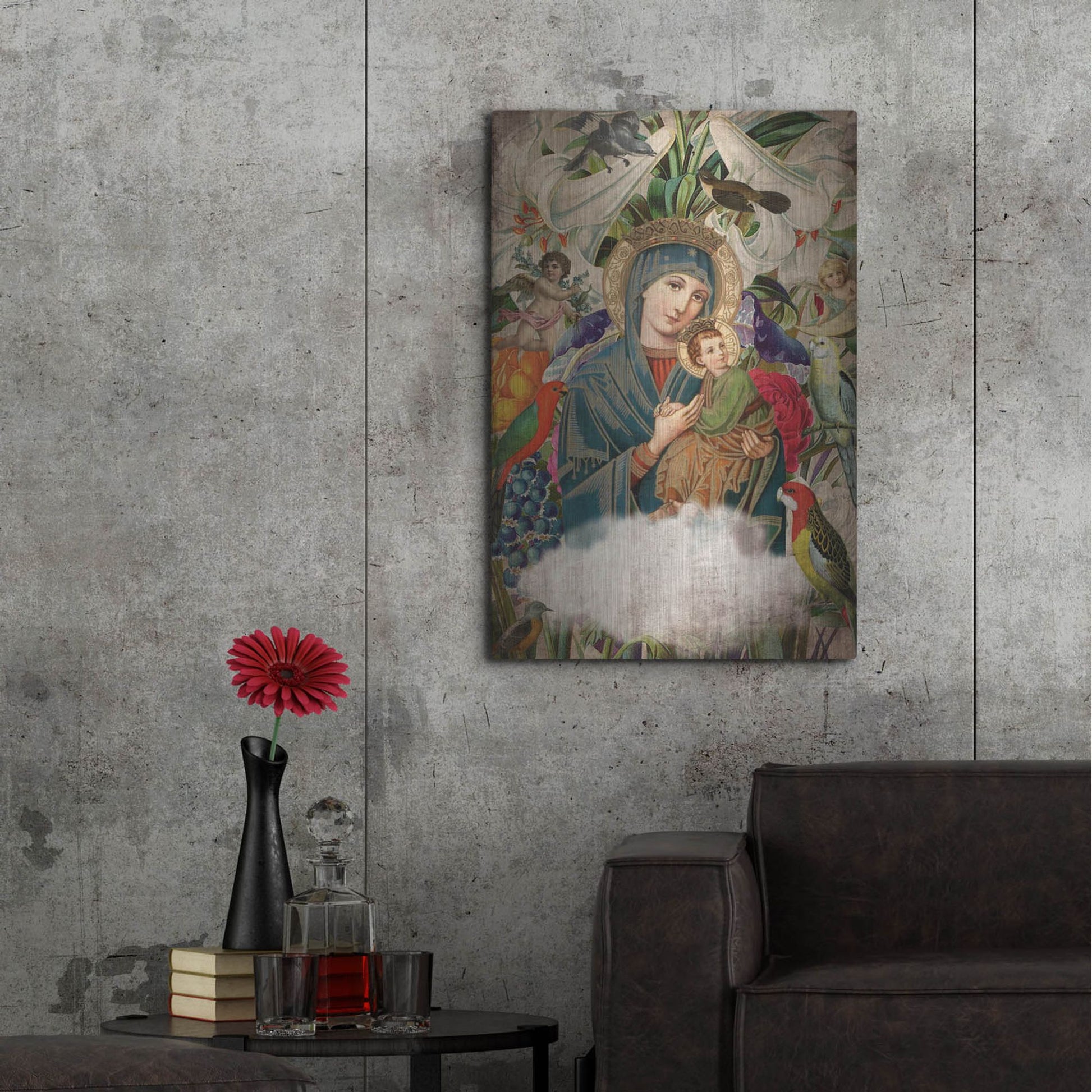 Luxe Metal Art 'Madonna And Child' by Elo Marc, Metal Wall Art,24x36