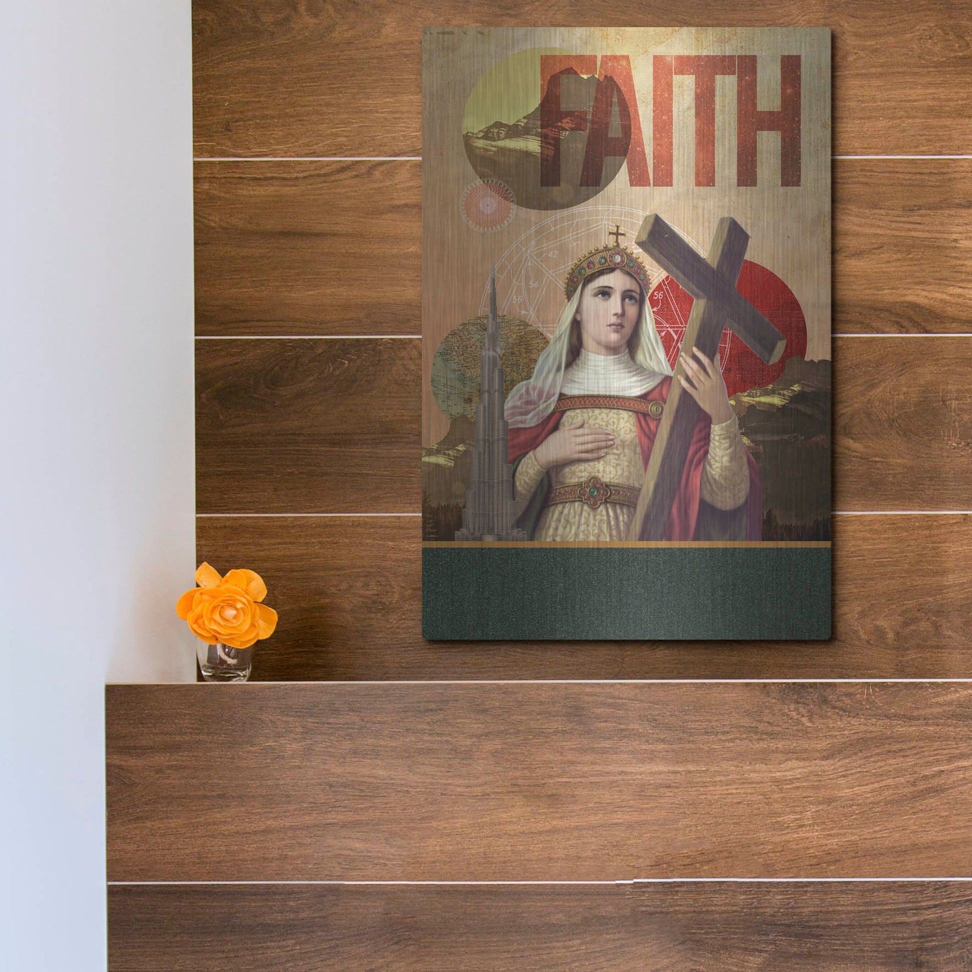 Luxe Metal Art 'Rise Of Mary' by Elo Marc, Metal Wall Art,12x16