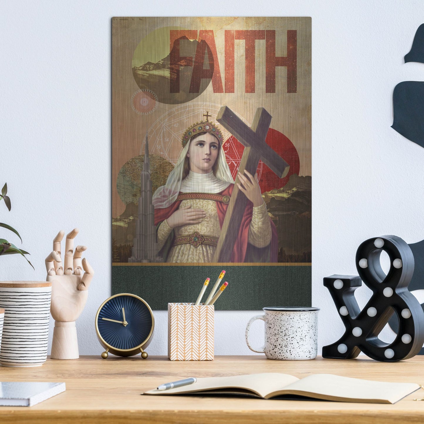 Luxe Metal Art 'Rise Of Mary' by Elo Marc, Metal Wall Art,12x16