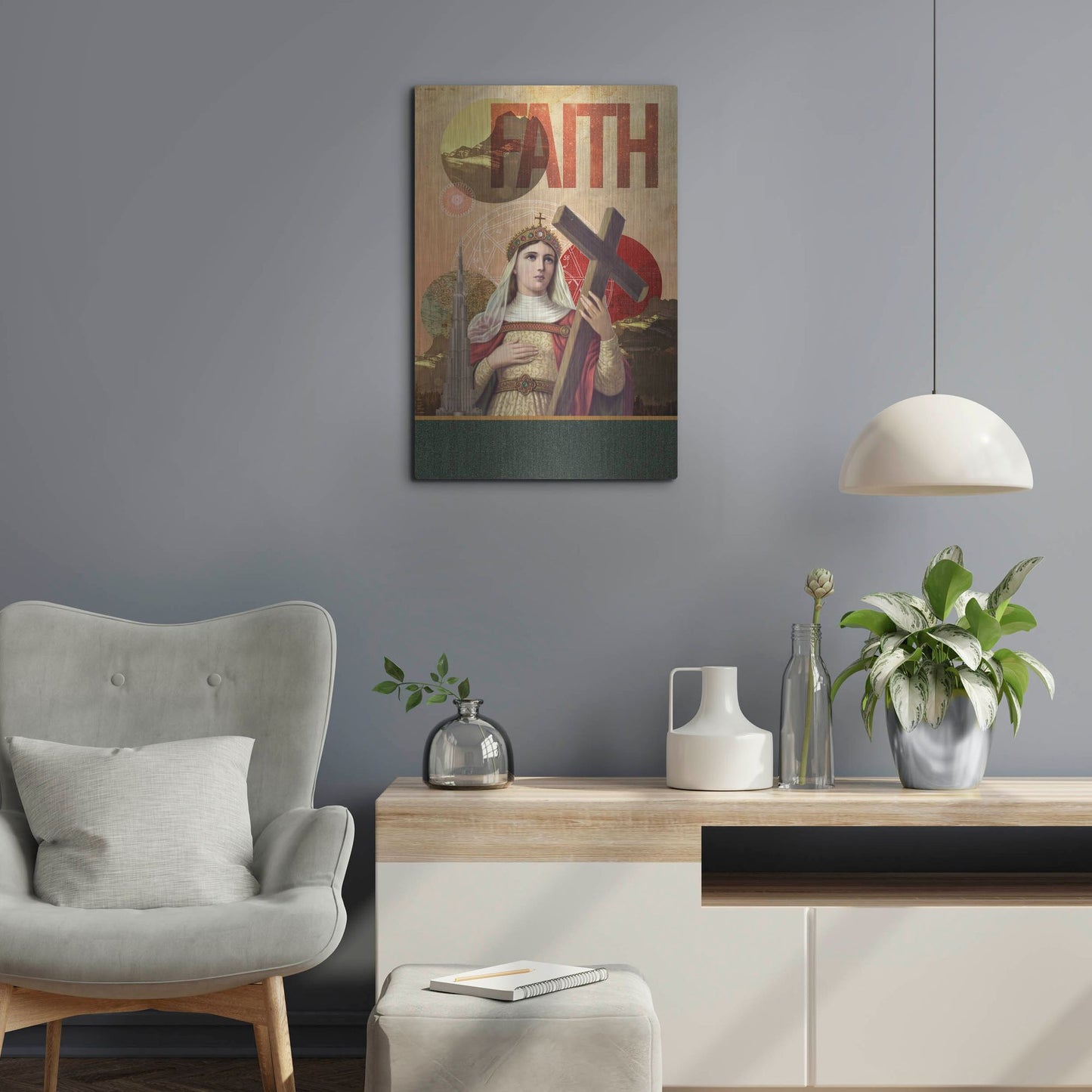 Luxe Metal Art 'Rise Of Mary' by Elo Marc, Metal Wall Art,16x24