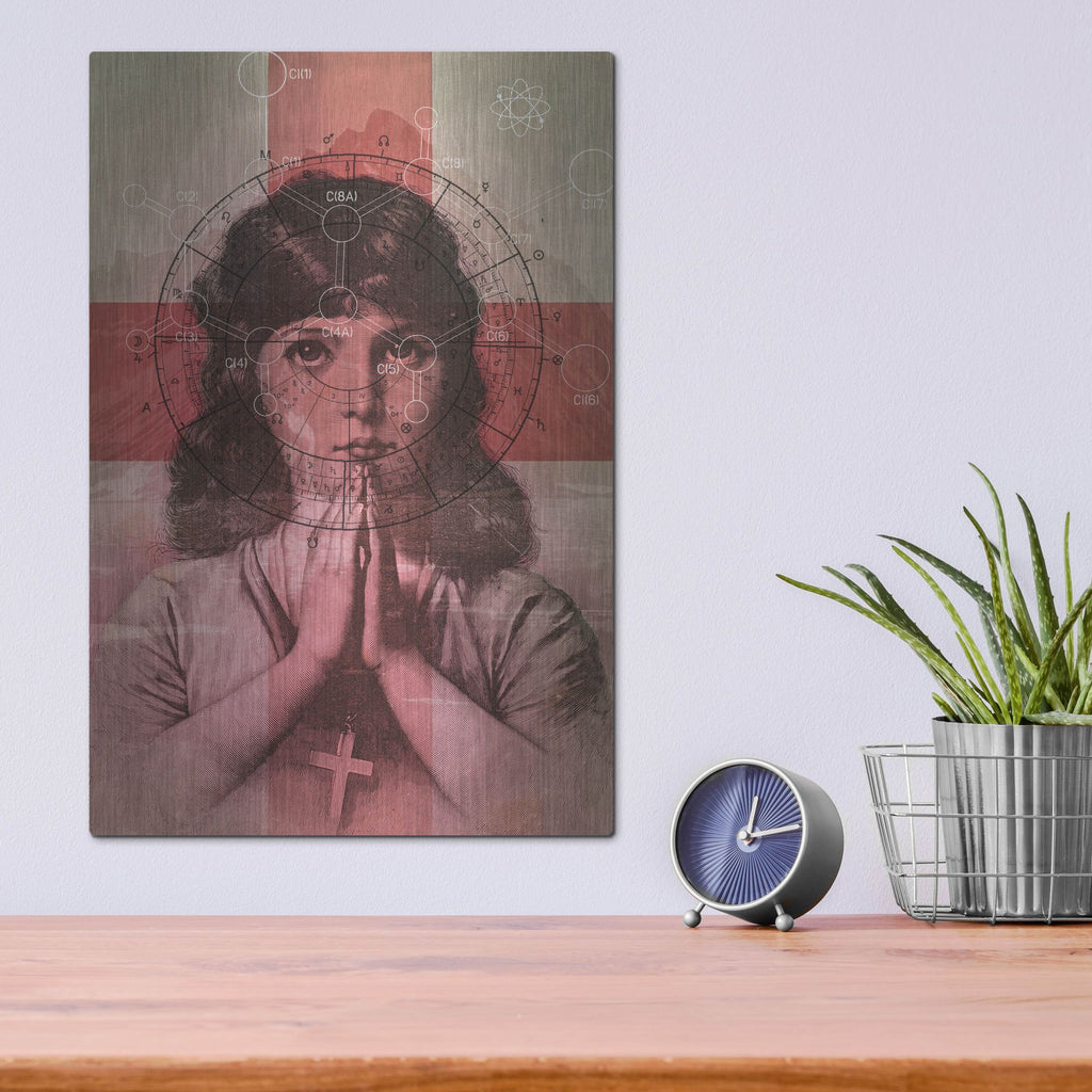 Luxe Metal Art 'The Christian Girl' by Elo Marc, Metal Wall Art,12x16