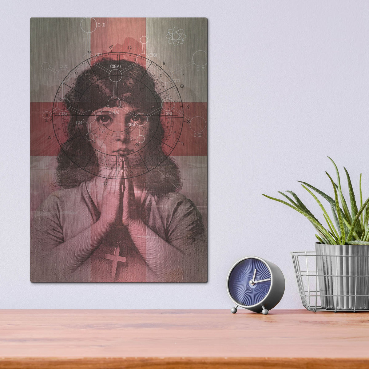 Luxe Metal Art 'The Christian Girl' by Elo Marc, Metal Wall Art,12x16
