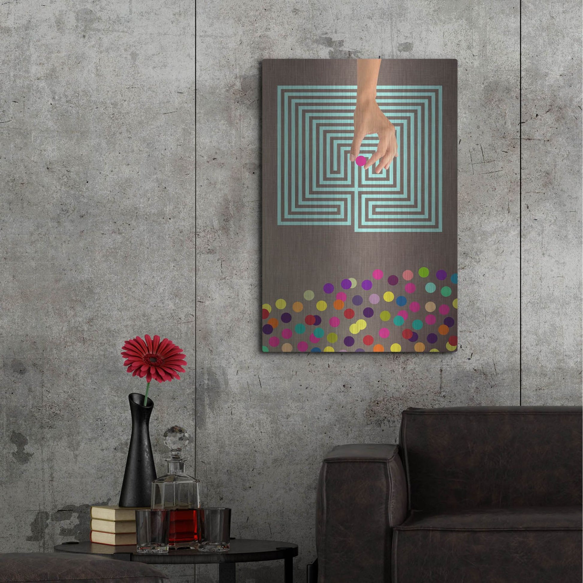 Luxe Metal Art 'Labyrinth' by Elo Marc, Metal Wall Art,24x36