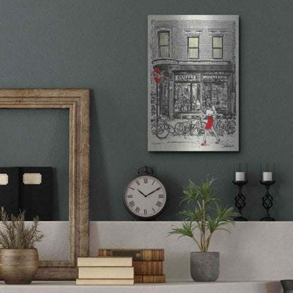 Luxe Metal Art 'The Coffee Roasters Place' by Loui Jover, Metal Wall Art,12x16