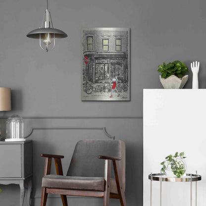 Luxe Metal Art 'The Coffee Roasters Place' by Loui Jover, Metal Wall Art,16x24