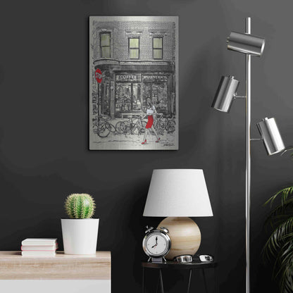 Luxe Metal Art 'The Coffee Roasters Place' by Loui Jover, Metal Wall Art,16x24