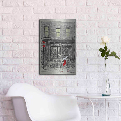 Luxe Metal Art 'The Coffee Roasters Place' by Loui Jover, Metal Wall Art,16x24