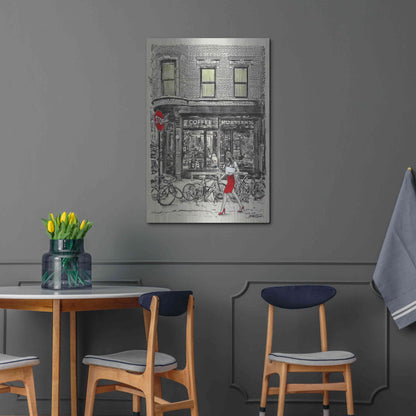 Luxe Metal Art 'The Coffee Roasters Place' by Loui Jover, Metal Wall Art,24x36
