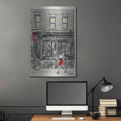 Luxe Metal Art 'The Coffee Roasters Place' by Loui Jover, Metal Wall Art,24x36