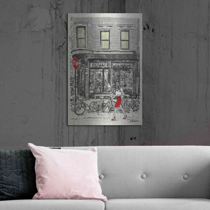 Luxe Metal Art 'The Coffee Roasters Place' by Loui Jover, Metal Wall Art,24x36