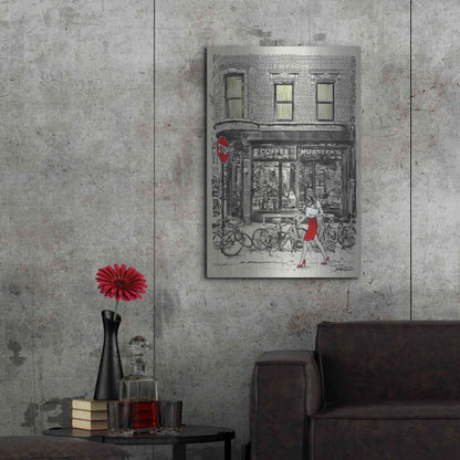 Luxe Metal Art 'The Coffee Roasters Place' by Loui Jover, Metal Wall Art,24x36