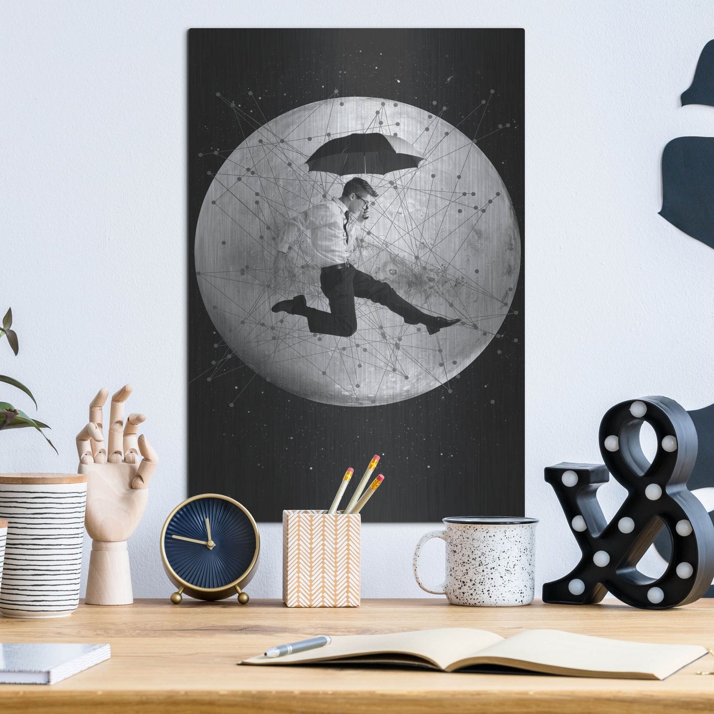 Luxe Metal Art 'Men Are From Mars' by Elo Marc, Metal Wall Art,12x16