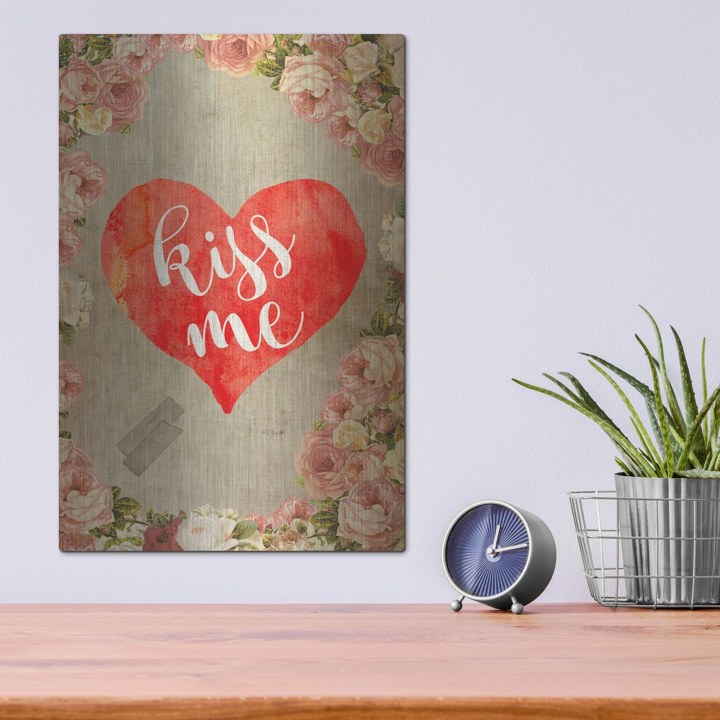 Luxe Metal Art 'Kiss Me' by Elo Marc, Metal Wall Art,12x16