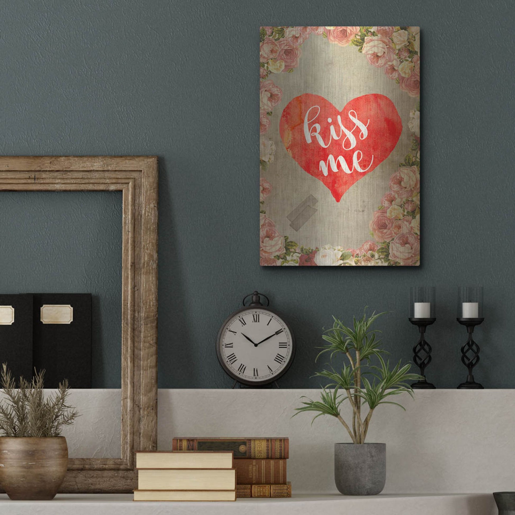 Luxe Metal Art 'Kiss Me' by Elo Marc, Metal Wall Art,12x16