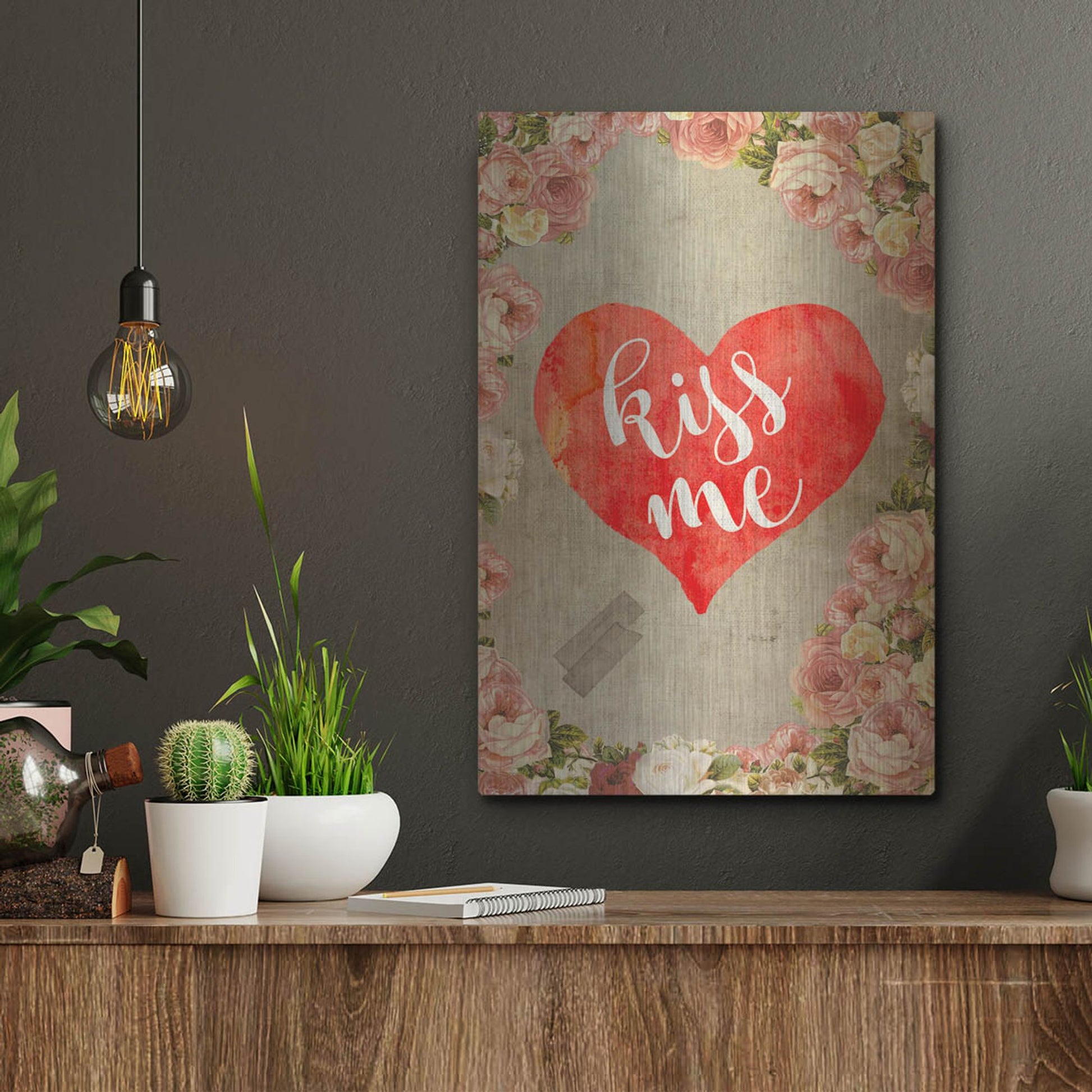 Luxe Metal Art 'Kiss Me' by Elo Marc, Metal Wall Art,12x16