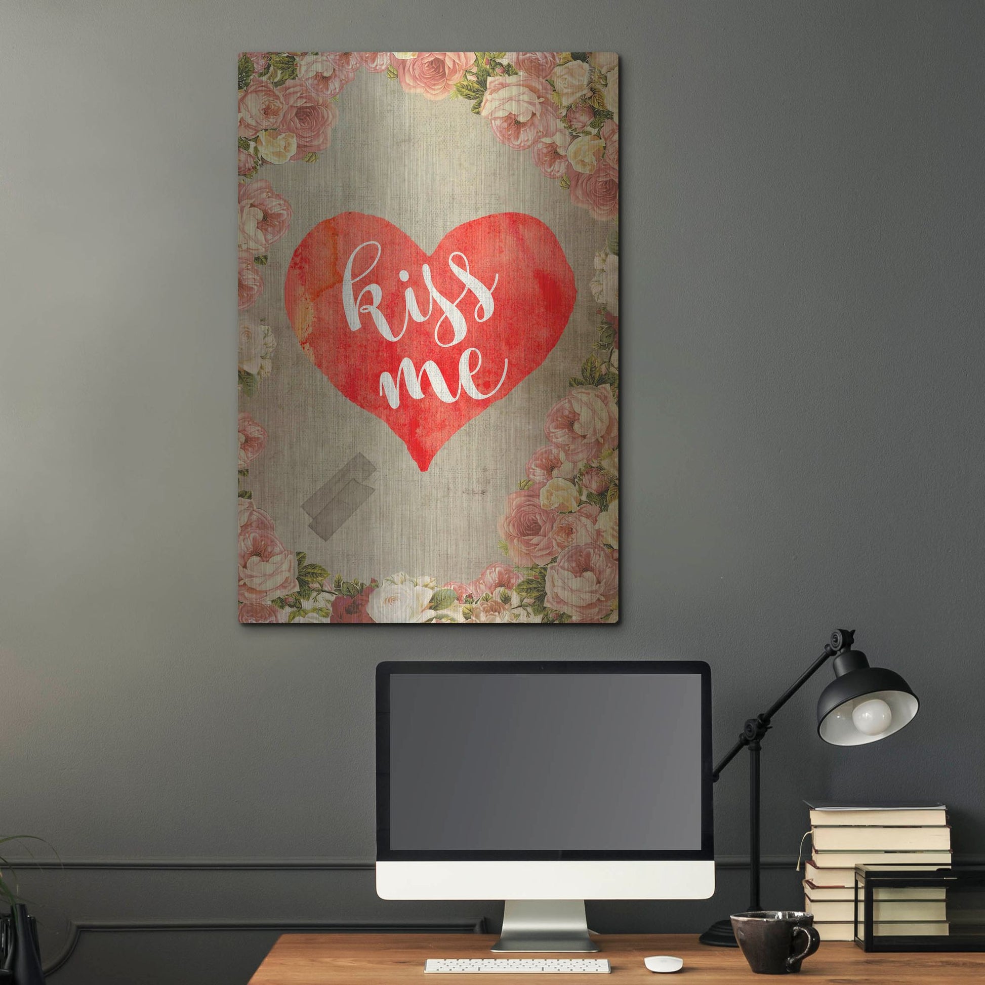 Luxe Metal Art 'Kiss Me' by Elo Marc, Metal Wall Art,24x36