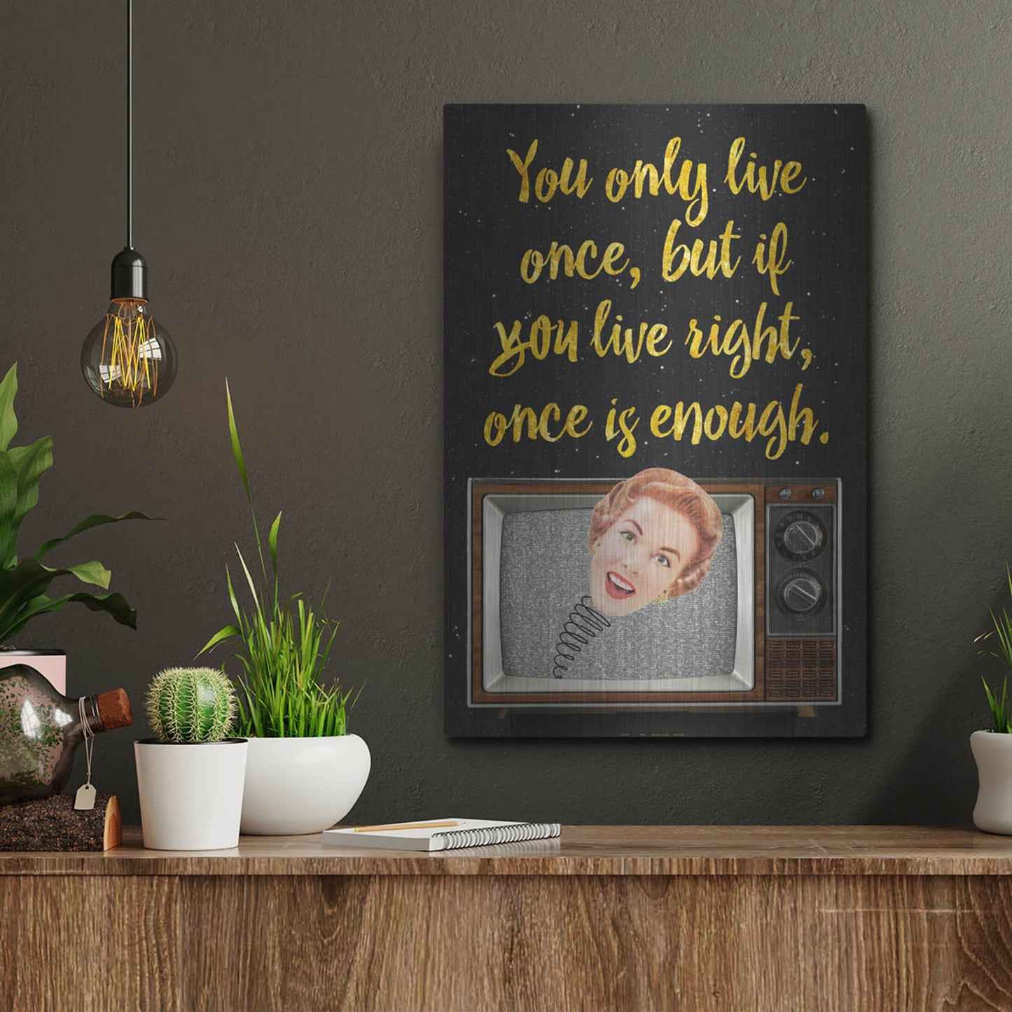 Luxe Metal Art 'You Only Live Once' by Elo Marc, Metal Wall Art,12x16