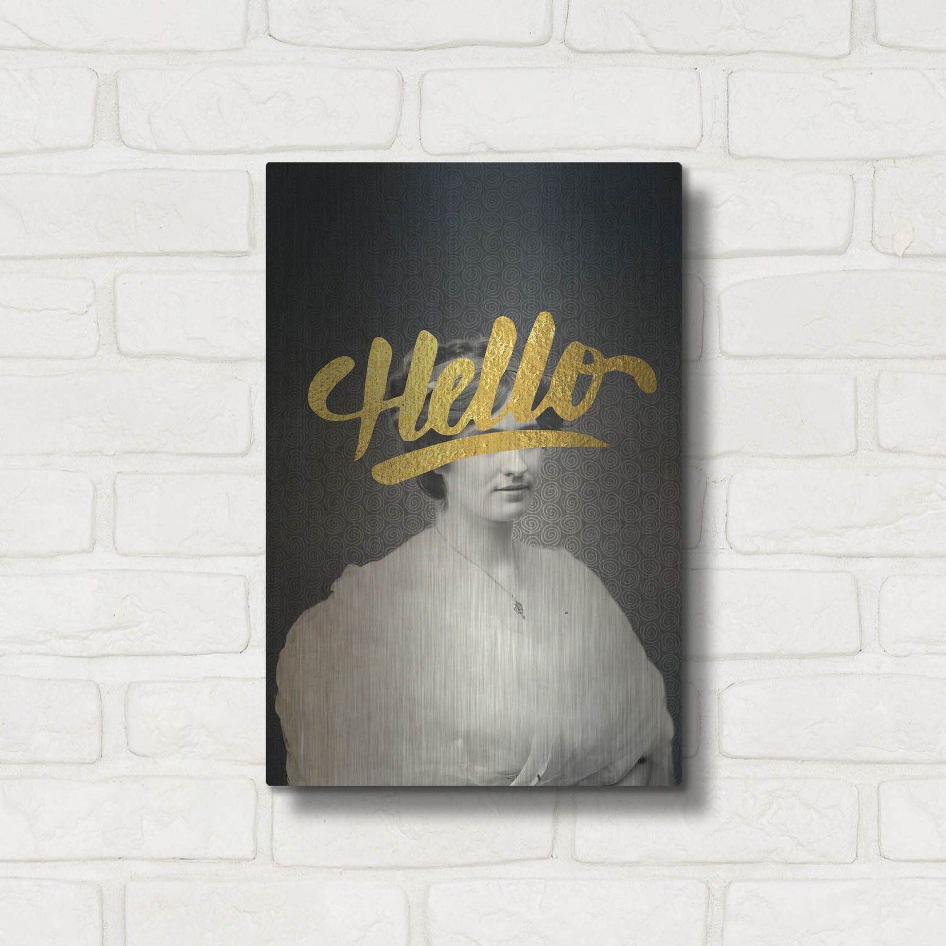 Luxe Metal Art 'Hello' by Elo Marc, Metal Wall Art,12x16