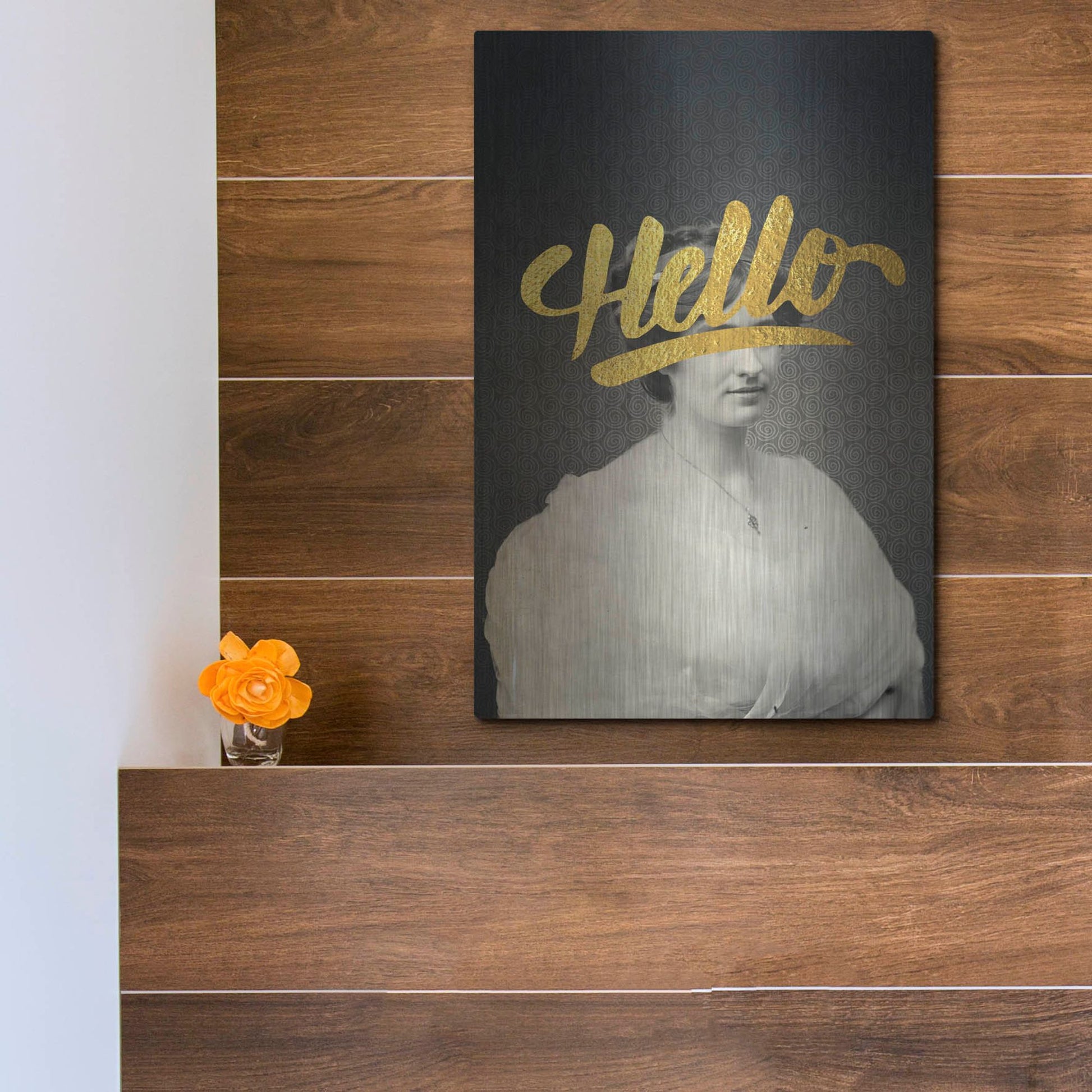 Luxe Metal Art 'Hello' by Elo Marc, Metal Wall Art,12x16