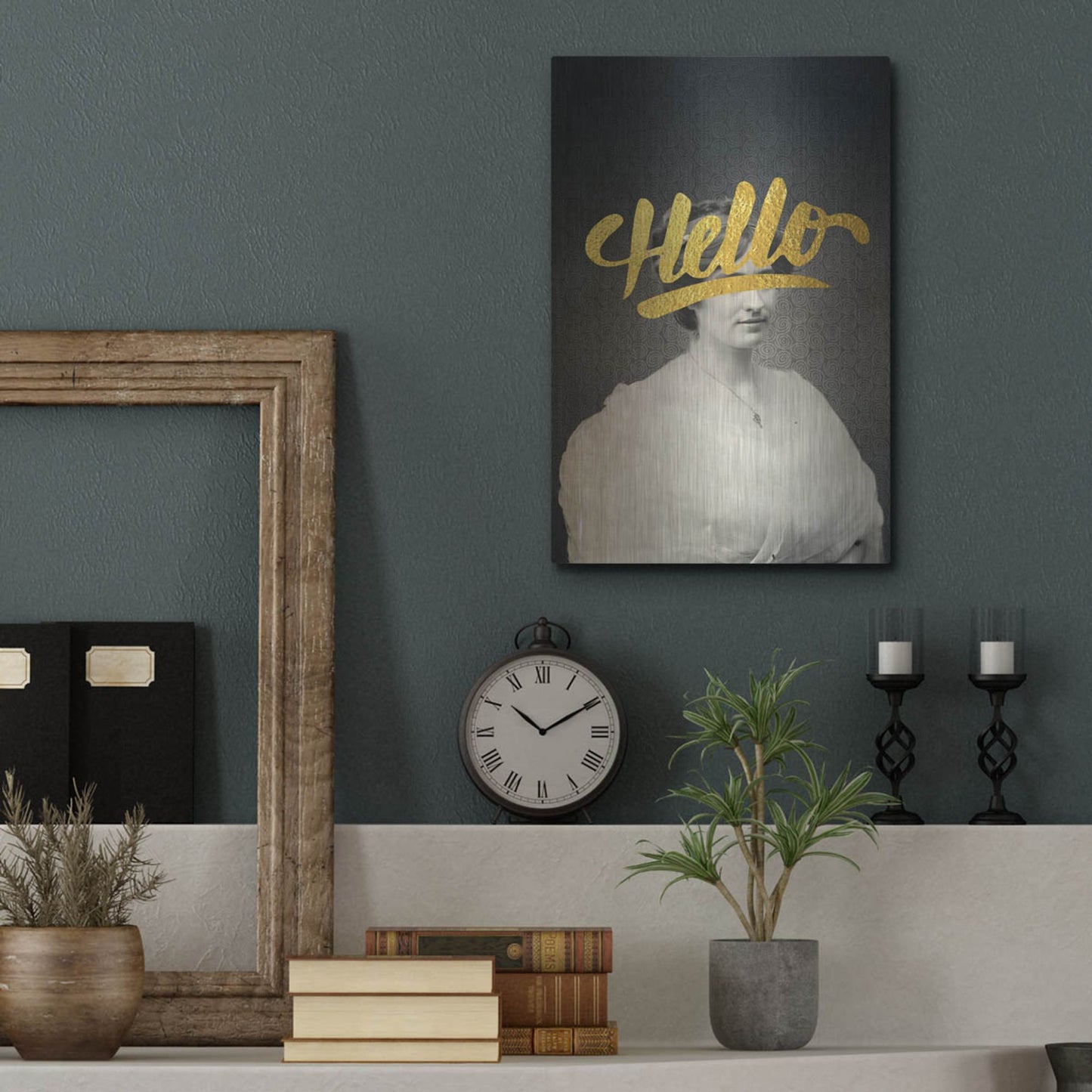 Luxe Metal Art 'Hello' by Elo Marc, Metal Wall Art,12x16