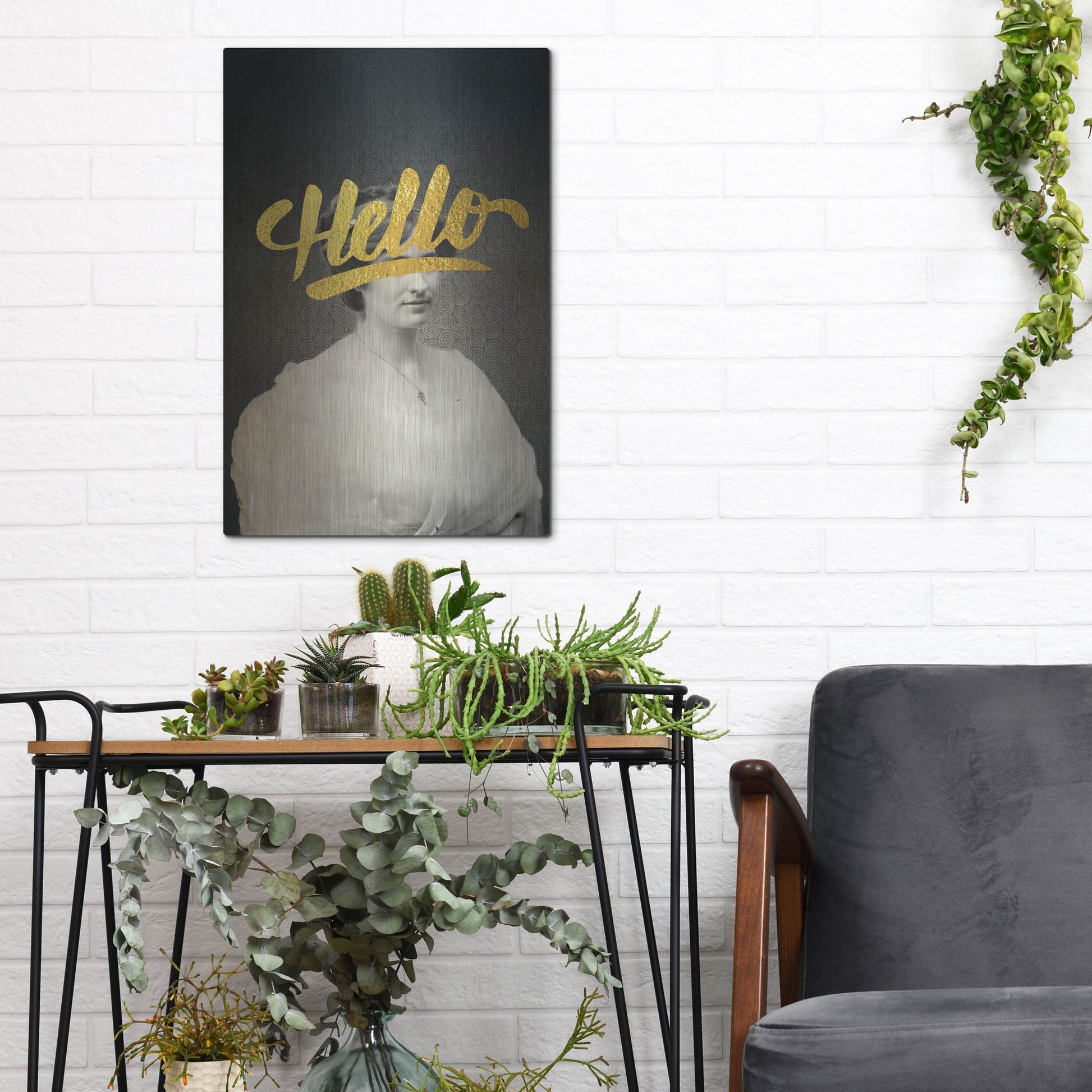 Luxe Metal Art 'Hello' by Elo Marc, Metal Wall Art,12x16