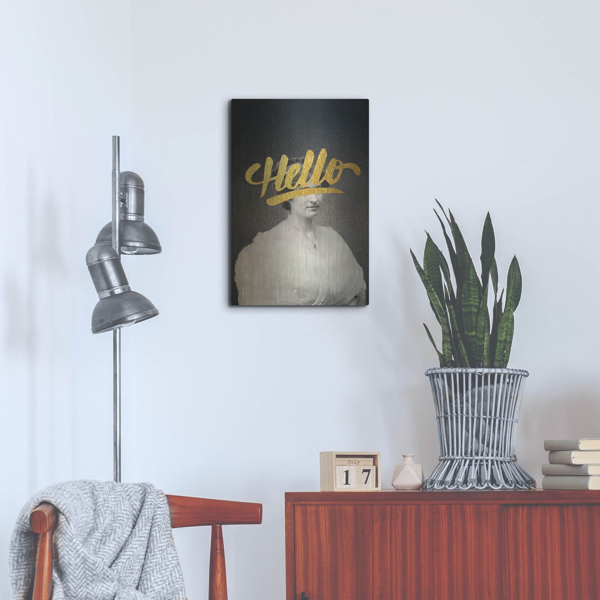 Luxe Metal Art 'Hello' by Elo Marc, Metal Wall Art,16x24