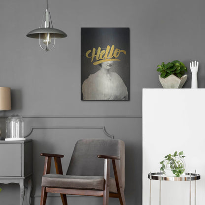 Luxe Metal Art 'Hello' by Elo Marc, Metal Wall Art,16x24