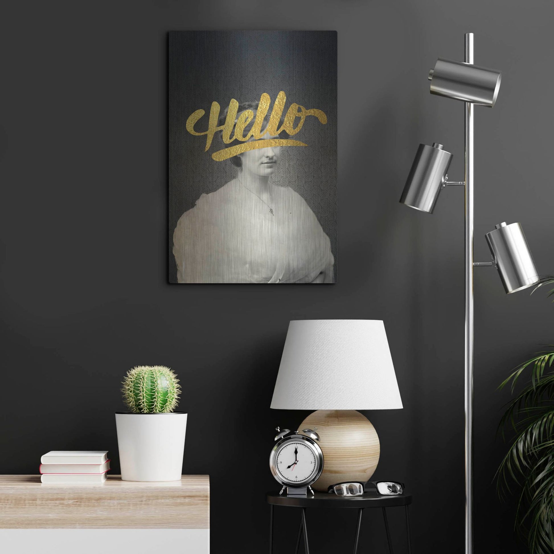 Luxe Metal Art 'Hello' by Elo Marc, Metal Wall Art,16x24
